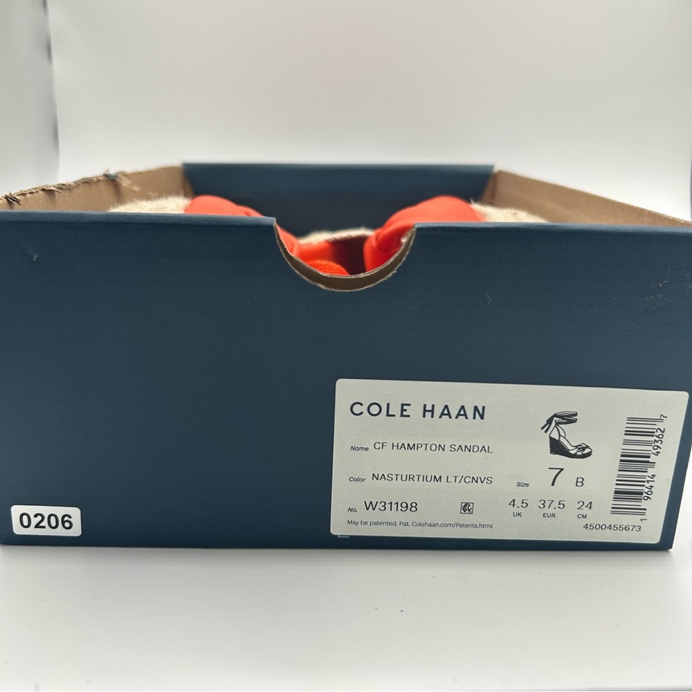 New Cole Haan Orange Cloudfoam Espadrille Wedge Sandals size 7 - Picture 12 of 13